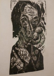 Hoofd van de zieke door Ernst Ludwig Kirchner